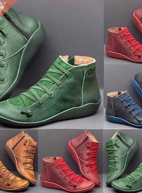 Women Winter Snow Boots PU Leather Ankle Boots Spring Flat S