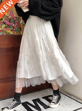 Boho Long Skirt for Women Skirts Harajuku Korean Style White