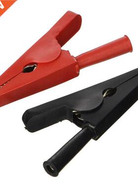 2Pcs Insulated Alligator Clips Test Crocodile Clamps Red Bla