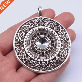 Round Mandala Flower WYSIWYG Pendants 68x56mm Charm Fil 1pcs