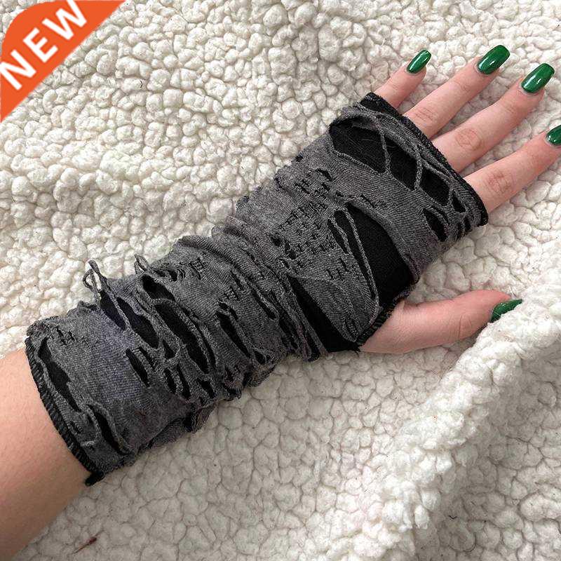 1Pair Punk Broken Slit Gothic Unisex Glove Fingerless Cuff N