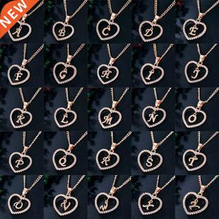 Initials Heart Pendant Womens Name Necklace Lette Jewelry