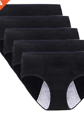 5 Pcs Menstrual Panties Women Cotton Leak Proof Period Brief