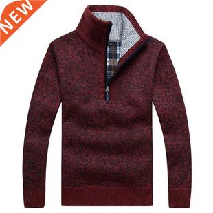 Pullover Sleeve Long Solid Knitted Warm Thick Men Autumn