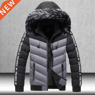 Winter Jacket Men 2022 Fur Collar Hooded Thick Warm Cotton O