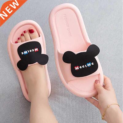 Women Cartoon Slippers Open Toe Bear Slides Non-slip Indoor