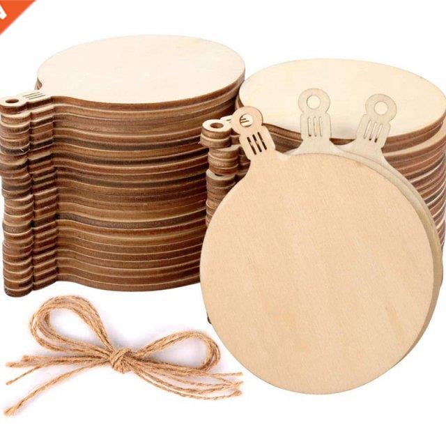 100Pcs DIY Wooden Christmas Balls Craft Decoration Hanging T