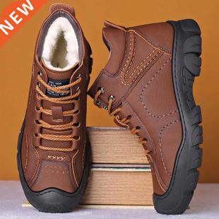 Boots Waterproof Leather Men Super Snow Sneakers Warm Winter