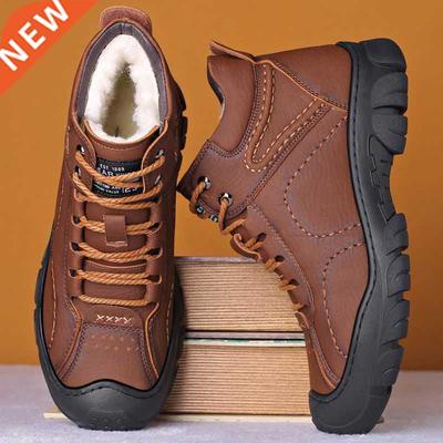 Men Winter Snow Boots Waterproof Leather Sneakers Super Warm