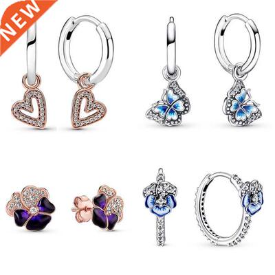 Authentic 925 Sterling Silver Sparkling Freehand Heart Stud