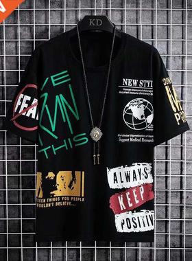 Summer Men's T Shirts Harajuku Fashion Korean Printing Short