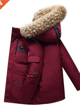 2021 New Arrival Men's High Hooded Winter Down Coat White D