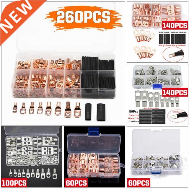 60/100/140/260 PCS Ring Lug Terminal Copper Crimp Terminals