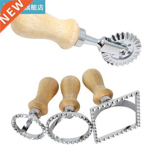 1pc Ravioli Stamp Wooden Handle Fluted Dough Slicer