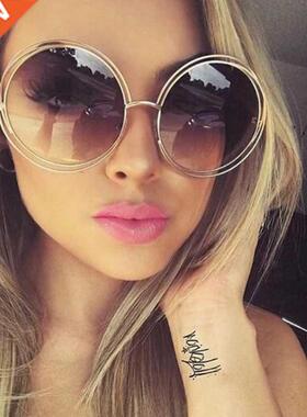 Vintage Round Big Size Oversized lens Mirror Sunglasses Wom