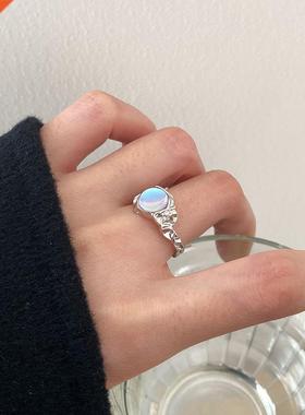 Fashion 925 Sterling Silver Ring Lava Moonstone Rings For Wo