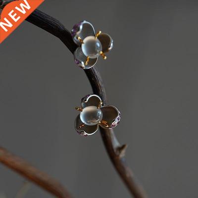 Inspired design silver inlaid crystal natural chalcedony ova