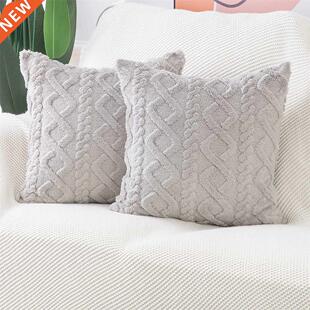 White Decorative Pillows For Sofa Fluffy Soft Solid Color Cu