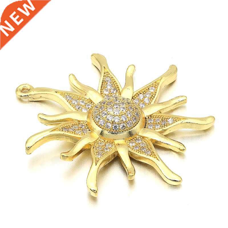 ZHOU CZ crystal gold color Sun flower Charms Pendants for wo
