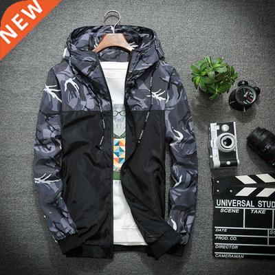 Men‘s Military Windbreaker Camouflage Patchwork Jacket