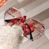 Design Brand Vintage Rimless Sunglas 2021 Rhinestone Fashion