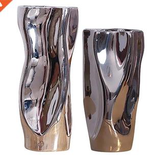 1Pcs Creative Silver Ceramic Vase Simple Living Room Dining