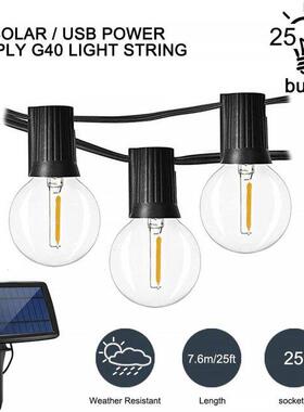 Outdoor String Lights 25 LED G40 Globe Glass Bulbs Waterproo