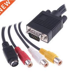 VGA to S-Video 3 RCA AV Adapter Converter Cable PC TV