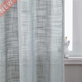 Grey Linen Semi-Shading Curtains For Living Room Bedroom Hom