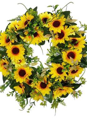 18 Round Artificial Sunflower Wreath Spring Wreath for Fire
