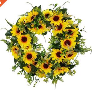 18 Round Artificial Sunflower Wreath Spring Wreath for Fire