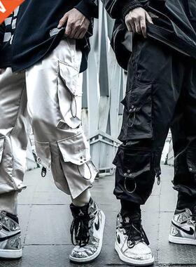 Solid Color Teen Loose Hip Hop Pants Multi Pocket Cargo Pant