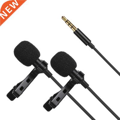 3.5mm Mini Lavalier Lapel Microphone Dual Headed Clip On Con