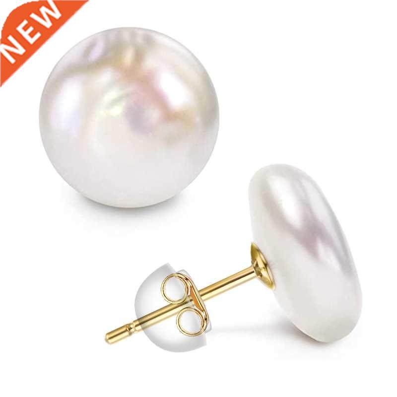 Women ig aroque utton Pearl Earrings Freshwater Cultured