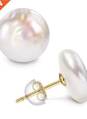 Women ig aroque utton Pearl Earrings Freshwater Cultured