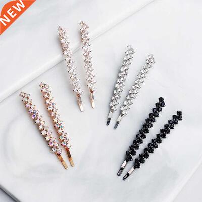 2pcs Shining Crystal Rhinestone Hair Clip For Women Elegant