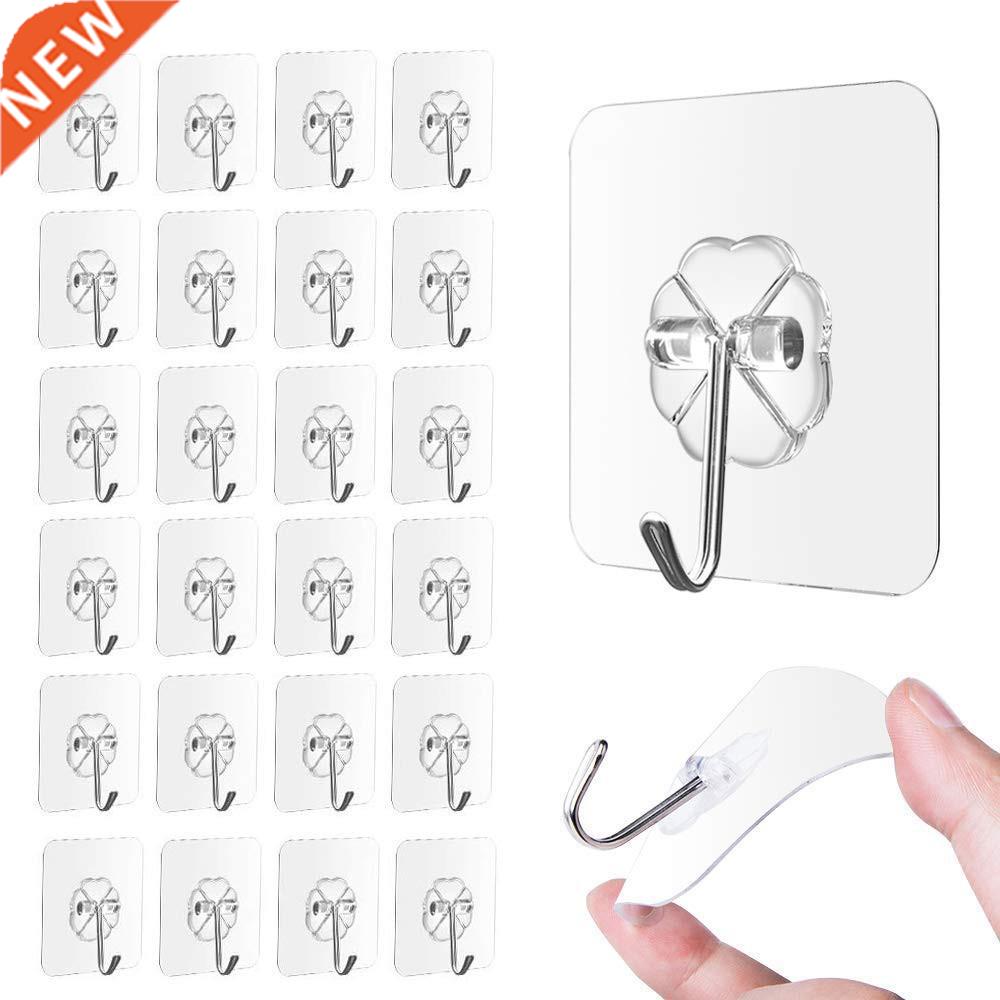 24Pcs Strong Transparent Cup Sucker Wall Hooks Hanger Kitch
