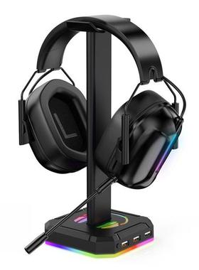 RGB Gaming Headphone Stand Dual USB Port Touch Control Strip
