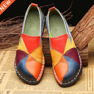 Women Loafers Patches Stitching Flat Shoes Woman Summer Flat