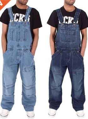 New Style Men Baggy Jeans Suspender Pants Fashion Multi-pock