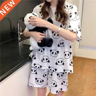 Pajamas Set Short Women Sleeve Printed Cartoon 2022 Panda