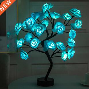 LED Table Lamp Rose Flower e USB Night Lights Christmas Deco