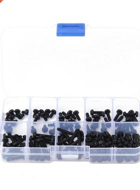 160pcs Metric M 8 Sizes Black Nylon Screws and Nuts Assortm