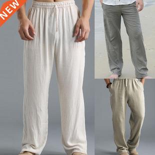 pants Male Straight Harem Loo Waist Men Elastic Casual Solid