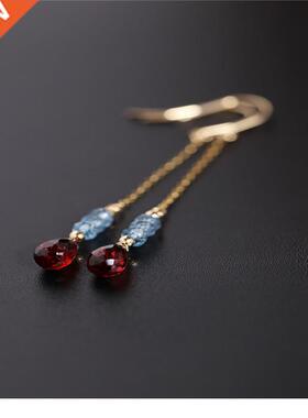 DAIMI Faceted water drop garnet ear line female gemstones ge