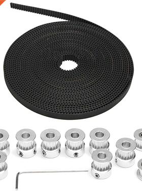 8 PCS GT2 16T Bore 5mm Timing Pulley+ 5m Belt + Tensioner Fo