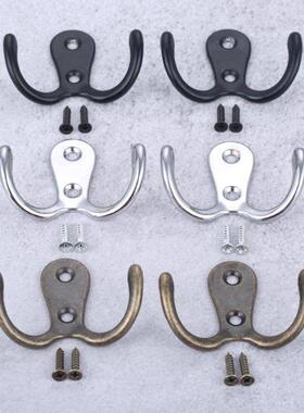 2 Pcs Double Hanging Hooks Wall/Door Mounted Hanger W/screws