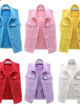 2021 New Style Women's Classic Washed Denim Vest Ladies Slee