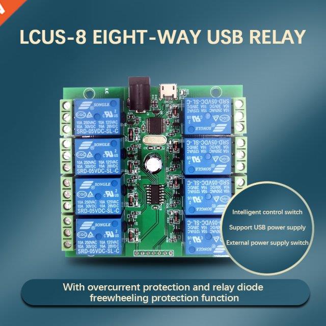 CH340 USB To Seral Port Eght-way USB Relay Module ntellg