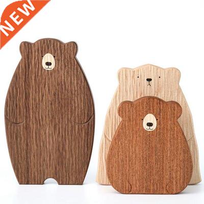 Wooden Board Cutting Board Cute Bear-Shaped Bre Tray Black